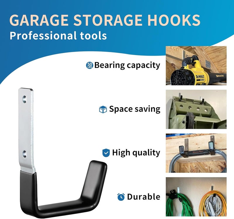 GeeWatom Heavy Duty Steel Garage Hooks,Garage Storage Utility Hooks,Anti-Slip Hanger, Tool Organizer,Steel Wall Mount Organizer, Garden Hose Hanger (Small-2PC) - Image 4